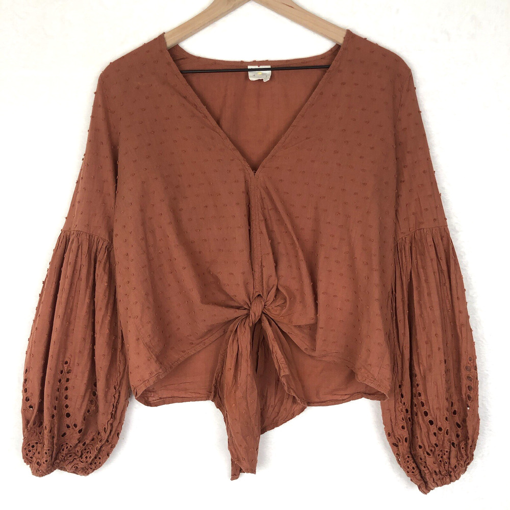 Rust Tie-Front Blouse